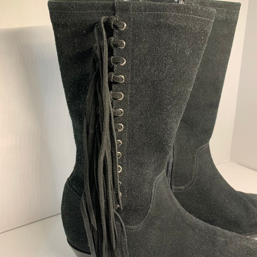 Durango Western Black Suede Fringe Boots Size 7.5 - Picture 9 of 16